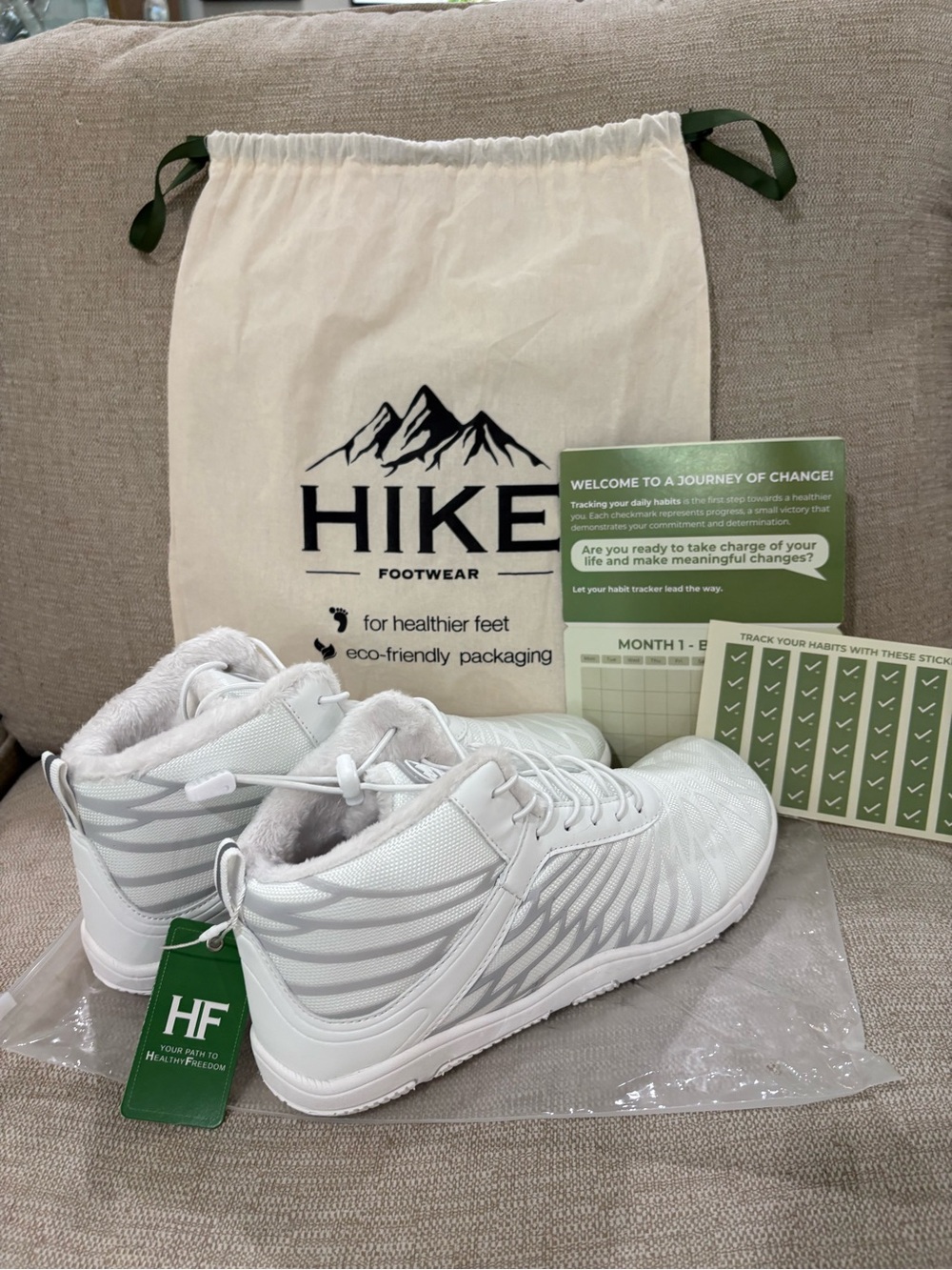 Women’s HIKE Footwear White High-Top Sneakers lined for winter!
